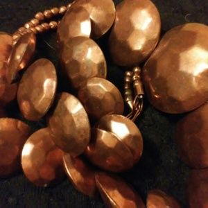Copper hammered puffy disc necklace